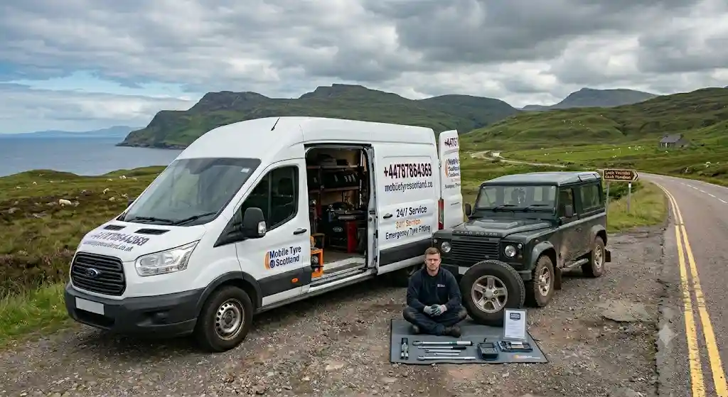 Mobile tyre replacement Glasgow – van and technician